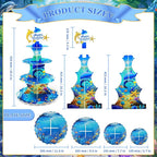 AMZWKT 4-Tier Extra Large Happy Birthday Under The Sea Ocean Cardboard Cupcake Stand Ocean Themed Birthday Party Decorations for Boys Girls First Baby Shower Baby Shark Decoration ﻿ ﻿