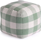 Anji Mountain 100% Handmade & Handcrafted Comfortable Home Décor Pouf Ottoman Footrest for Living Room, Bedroom, Nursery, Kidsroom, Patio Furniture - (20" x 20" x 20"- Green,Ivory)