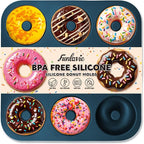 Large Silicone Donut Pan for Baking, 9 Cavity Non-Stick Food Grade Silicone Donut Molds, Doughnut Pan and Bagel Pans for Baking & Kitchen, BPA Free 11.2 x 11.1 Inches, Dishwasher Safe - Blue
