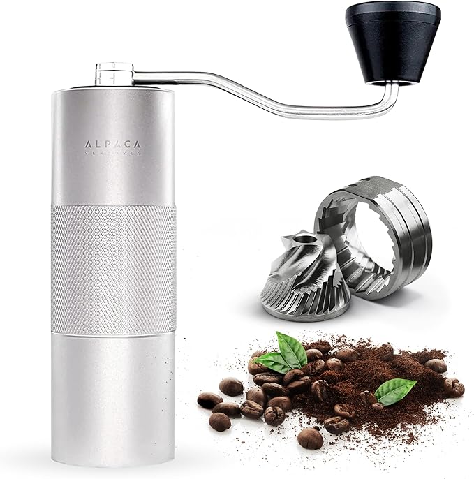 Premium Manual Coffee Grinder for Espresso, Pour Over & French Press with Stainless Steel Conical Burr, Precision Adjustable Hand Grinder, Compact Travel Size - by Alpaca Ventures