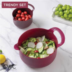 COOK WITH COLOR Nesting Plastic Mixing Bowl Set with Pour Spouts and Handles, Rose, 6 Piece Non-Slip
