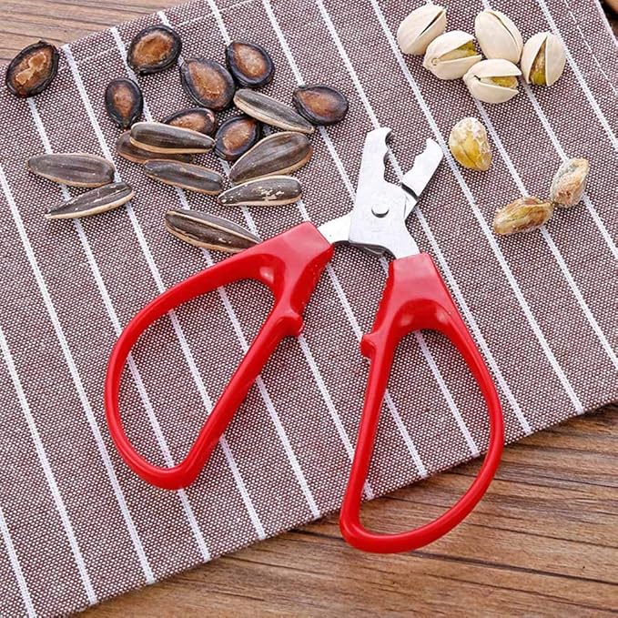 Red Peeling The Shell Nut Shell Cracker Seed Pistachio Sheller Opener Peeling Pliers Nut Crackers Artifact Stainless Steel Convenience Hard Case Buster Specialty Tools and Gadgets