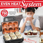 SugarWhisk 6-Count Cupcake Maker Machine, Bakes 6 X 2.5 Inch Cupcakes, Muffins, Pizza Cups, Cinnamon Buns, Cool-touch Handle, Non-stick Coating, Recipe Included, Graphite