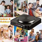 Vivicreate Electric Hot Plate, Portable Countertop Electric Cooktop, Adjustable Temperature Control, 110V Extra Burner for Apartment, Dorm, RV, Small Kitchen (Single Cast Iron Burner)