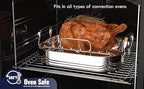 Cooks Standard Stainless Steel Roaster Pan with V-Shaped Rack, Inner 16-Inch x 13-Inch; Edge 17-Inch x 14-Inch; Turkey Roasting Pan Bakeware for Oven, Rectangular