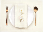 D'Moksha Homes Linen Placemats Set of 4 - Classic Hemstitch Ivory Placemats 14 x 19 Inch - 100% Pure Linen Table Mats for Valentines, Holiday, New Year - Handcrafted and Machine Washable