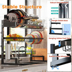ADBIU Over Sink Dish Drying Rack (Expandable Height/Length) Snap-On Design Large Dish Drainer Storage Counter Organizer 32-40L x 12W x 34-38H (inches)