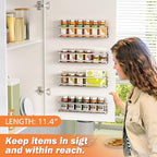Bunoxea Spice Rack wall mounted 4 Pack, Space-Saving Spice Organizer for Spice Jars and Seasonings,Screw or Adhesive Hanging Spice Rack Organizer for Your Kitchen Cabinet,or Pantry Door,Chrome