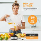 LEBENLANG Orange Juicer Electric - 2 cones & BPA-free I High juice yield & Large Volume I 24oz Lemon Juicer Squeezer I Electric Citrus Juicer Orange Juice Press Juicers Exprimidor De Naranjas Limones