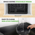 NutriChef 8-Piece Stackable Bakeware Set - Carbon Steel Non-Stick Baking Pan Set, Sheet, Muffin, Round, Loaf, Square Cake & Deep Pans, 450°F Heat Resistant, Standard & Convection Ovens (Black Marble)