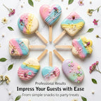 5 PCS Cake Pop Mold Set with 7.87-inch Tray, Heart Square Cloud Oval Round 3D Printed Cake Pop Cutter and Pusher, Baking Molds for Home Baking, Birthday Parties, Wedding Desserts