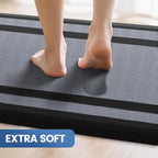 KitchenClouds [2 PCS] Kitchen Rugs Cushioned Anti-Fatigue Kitchen Mats for Floor Waterproof Kitchen Rug Set Non-Slip Comfort Standing Mat for Office, Sink, Laundry 20"×30"+20"×60",Black