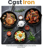 Utopia Kitchen Cast iron Skillets 3 Piece Set, Chefs Pan, Pre Seasoned Cast iron Skillets, 6, 8 & 10 Inches, Easy Use in the Oven, Stove, Grill, or Campfire, Black