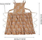 Pinknoke Vintage Pinafore Apron Dress for Women with Pockets Cute Floral Chef Aprons for Kitchen Cooking Baking Gardening