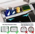 NiHome Extendable Over Sink Kitchen Organizer, Small Telescopic Brush Storage Rack for Sponge, Non-Slip Pads Expandable Sink Caddy, Adjustable Sponge/Brush Rack with Drainage Durable ABS (Gray)