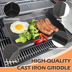 Universal Cast Iron Griddle for Charcoal & Gas Grills and Stove Top, 23" x 16" Stove Top Griddle with Pre-Seasoned Nonstick Coating, Thickened Extra High Sidewalls Grill Plate for Camping and Parties