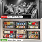 X-cosrack 2-Tier Stackable Can Organizer for Pantry, 3 Packs Adjustable Pantry Organizer Storage for Canned Food Goods Soda, Sturdy Canning Rack Can Dispener Storage Holder for Pantry Kitchen, Black