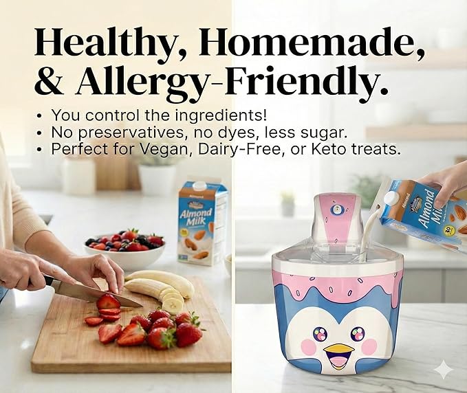 Fun Electric Ice Cream Maker Machine for Kids - Best Countertop Ice Cream Machine for Homemade Soft Serve, Sorbet, Gelato, Frozen Yogurt - Fun Small Personal Dessert Maker for Families, Easy to Clean