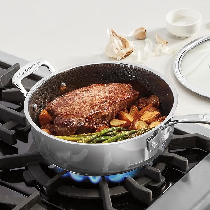 Cuisinart FusionPlus Hybrid Nonstick Stainless Steel Cookware, 3.5-Quart Sauté Pan with Cover and Helper, PFAS-Free PURELYSEAR Ceramic Technology, Scratch Proof, Cool Grip Handles, Dishwasher Safe