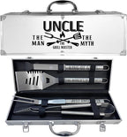 Uncle Gifts, Uncle Gifts from Niece/Nephew Heavy Duty Grilling Accessories Kit for Backyard BBQ, Thick Stainless Steel Grill Utensils with Non-Slip Handle Tool for Man on Birthday Fathers Day