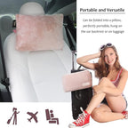 Tirrinia Travel Blanket Pillow - Wearable Airplane Blanket with Feet Pockets for Long Flights, Airplane Accessories Blanket Robe for Women and Men, Gift for Her