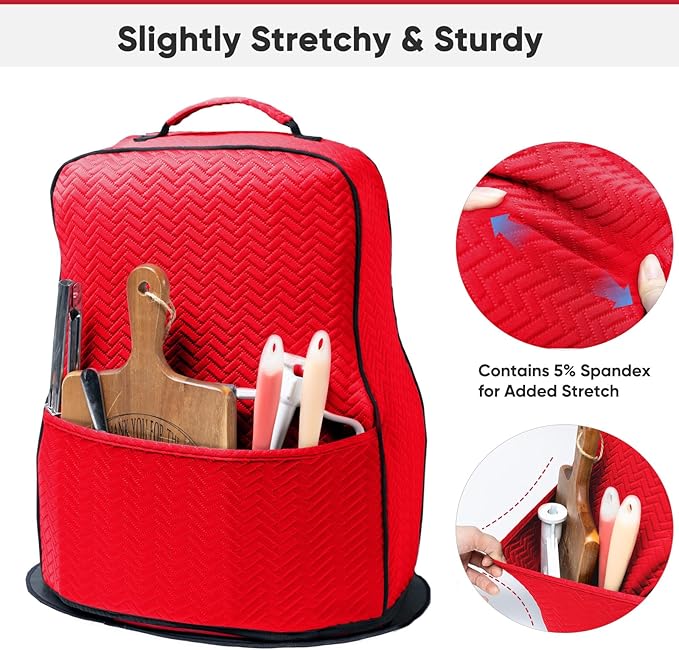 BAGSPRITE Stretchy Stand Mixer Cover with Appliance Slider– Washable Applicance Cover Compatible with KitchenAid Mixer 6/7/8 Quart – Dust Cover with Pockets for KitchenAid Accessories and Attachments