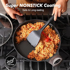 SENSARTE Nonstick Frying Pan Skillet 12.5Inch Large Non Stick Omelette Pans with Ergonomic Handle, Healthy Kitchen Cooking Chef's Pan, Free of Intentionally Added PFOA, Induction Compatible, Black