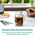 Comfy Package [7 Inch - 1000 Count] Black Coffee Drink Stirrers & Cocktail Straws - Disposable Plastic Sip Stir Sticks for Hot & Cold Beverages