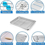 P&P CHEF 16 x 12 x 1 Inch Toaster Oven Pan with Grid Rack and Silicone Mat, Stainless Steel Toaster Oven Tray Baking Pan with Cooling Roasting Rack, Dishwasher Safe (3Pcs)