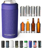 Frost Buddy Universal Can Cooler - Fits all - Stainless Steel Can Cooler for 12 oz & 16 oz Regular or Slim Cans & Bottles - Stainless Steel (Purple Glitz)