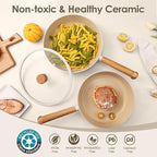 SENSARTE 14Pcs Ceramic Nonstick Cookware Set, Non-toxic Healthy Pots and Pans Set Ceramic Kitchen Frying Pans Set with Stay-cool Handle, PFAS/PTFE/PFOA Free, Dishwasher Safe, Induction Compatible