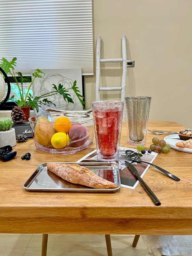 KLIFA- NICE- 20 oz, Set of 4, Acrylic Insulated Tumbler Set, Double-wall Drinking Glasses, BPA-Free, Shatter-Proof Plastic Drinkware, Dishwasher Safe Cups, Clear