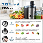 Juicer Machine, 800WCentrifugal Juicer for Whole Fruits and Vegetables,3 Inch Wide Feed Chute, Easy to Clean, Silver