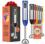Powerful Immersion Blender, Electric Hand Blender 500 Watt with Turbo Mode, Detachable Base. Handheld Kitchen Blender Stick for Soup, Smoothie, Puree, Baby Food, 304 Stainless Steel Blades
