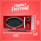 Nostalgia RMO4RR Retro Large 0.9 cu ft, 800-Watt Countertop Microwave Oven, 12 Pre-Programmed Cooking Settings, Digital Clock, Easy Clean Interior, Metallic Red