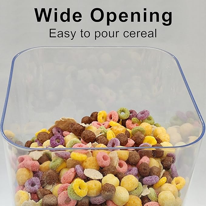 Cereal Dispenser Countertop 2Pc, Cereal Containers Storage, 5L Organization and Storage Containers for Kitchen, Dry Food Dispenser for Rice, Grains, Nuts, Snack,Oatmeal, Pet food, White