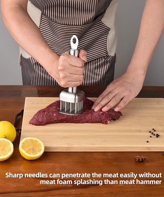 Aliglow 304 Stainless Steel Meat Tenderizer Needle Meat Hammer Mallet Tool Pounder For Tenderizing and Pounding Steak, Beef Pork Chicken BBQ And Poultry