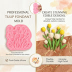 1 Pcs Tulip Fondant Mold, Flower Chocolate Silicone Mold, Food-Grade Material, for Baking Cookies Candy Sugar Crafts, Marzipan Muffins Chewing Gum Salted Dough Epoxy Resin Plaster Soap Clay