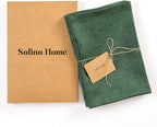 Solino Home Linen Napkins Set of 4-100% Pure Linen Forest Green Dinner Napkins Cloth 20 x 20 Inch for Winter, New Year - Athena, Handcrafted and Machine Washable