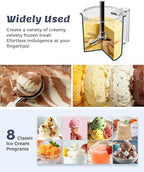Alcarin Electric Ice Cream Maker Machine for Homemade, Frozen Treat, Gelato, Yorgurt, Sorbet, Mix-in & More, 10 One-Touch Programs with 3 Pints, Keto, Vegan, Dairy-Free Options(Not Freezer)