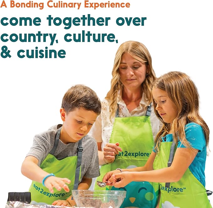 eat2explore Cooking Kits for Kids 14 Pcs – Interactive & Educational Kids Cooking Sets Real for Ages 5 and Up,3 Recipe Cards & Global Ingredients – Perfect for Families and Homeschooling (UK Edition)