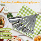 Stainless Steel Measuring Spoons Set of 11, Includes 6 Rectangular Measuring Spoons and 5 Tiny Spoons, Compact Spoons Design for Narrow Spice Jars, Ideal for Dry and Liquid Ingredients