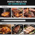 Wireless Meat Thermometer Bluetooth Digital, Smart Meat Thermometer with Booster Base, IP67 Waterproof Probe, ±1.8°F Accuracy, 100m Range, Rechargeable BBQ Cooking Thermometer for Grill, Smoker Black