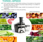 AZEUS Centrifugal Juicer Machines, Juice Extractor with Germany-Made 163 Chopping Blades (Titanium Reinforced) & 2-Layer Centrifugal Bowl, High Juice Yield, Easy to Clean, Anti-Drip,100% BPA-Free