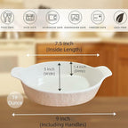 TONGDAHE Oval Au Gratin Baking Dishes Set of 4 9" x 5" 19 oz Classic white Ceramic Oven Safe & Heat Resistant With Handles for Small Mini Casseroles Cooking & Serving