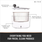BINO | Salad Spinner - 2.75 Qt | Small Manual Lettuce Spinner | Salad Spinner with Salad Bowl for Serving | Fruit & Vegetable Basket & Spinner | Pasta and Herbs Spinner with Colander | Kitchen Gadgets