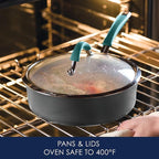 Rachael Ray Cucina Hard Anodized Nonstick Cookware Pots and Pans Set, 12 Piece, Gray with Blue Handles