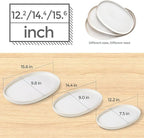 theterra Ceramic Serving Platter, 15.6"/14.4"/12.2" Oval Serving Dishes for Entertaining, Oven Safe, Microwave Safe, Serving Plates Set of 3 for Wedding, Party, Turkey, Reactive White