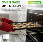 NutriChef 3-Piece Nonstick Baking Sheet Set – Non-Toxic Cookie Sheets for Everyday Baking – Small, Medium & Large Oven Safe Bakeware Trays – Warp-Resistant, Easy to Clean & Dishwasher Safe