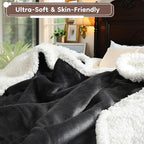 Electric Heated Blanket Throw Size - 50"x60", Soft Flannel Heating Blanket, 4 Heating Levels, 3 H Auto Shut Off, Breathable Warm and Washable for Sofa, Dark Grey
